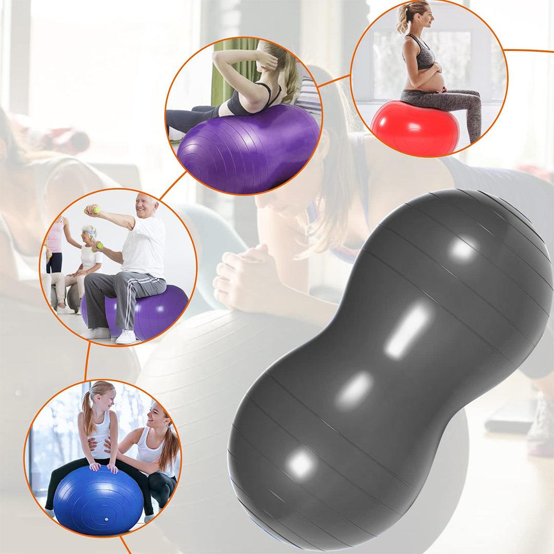 Peanut Exercise Ball - Abaodam Yoga Ball Peanut Exercise Ball with Hand Pump - Anti Burst Peanut Balance Ball for Labor Birthing, Physical Therapy