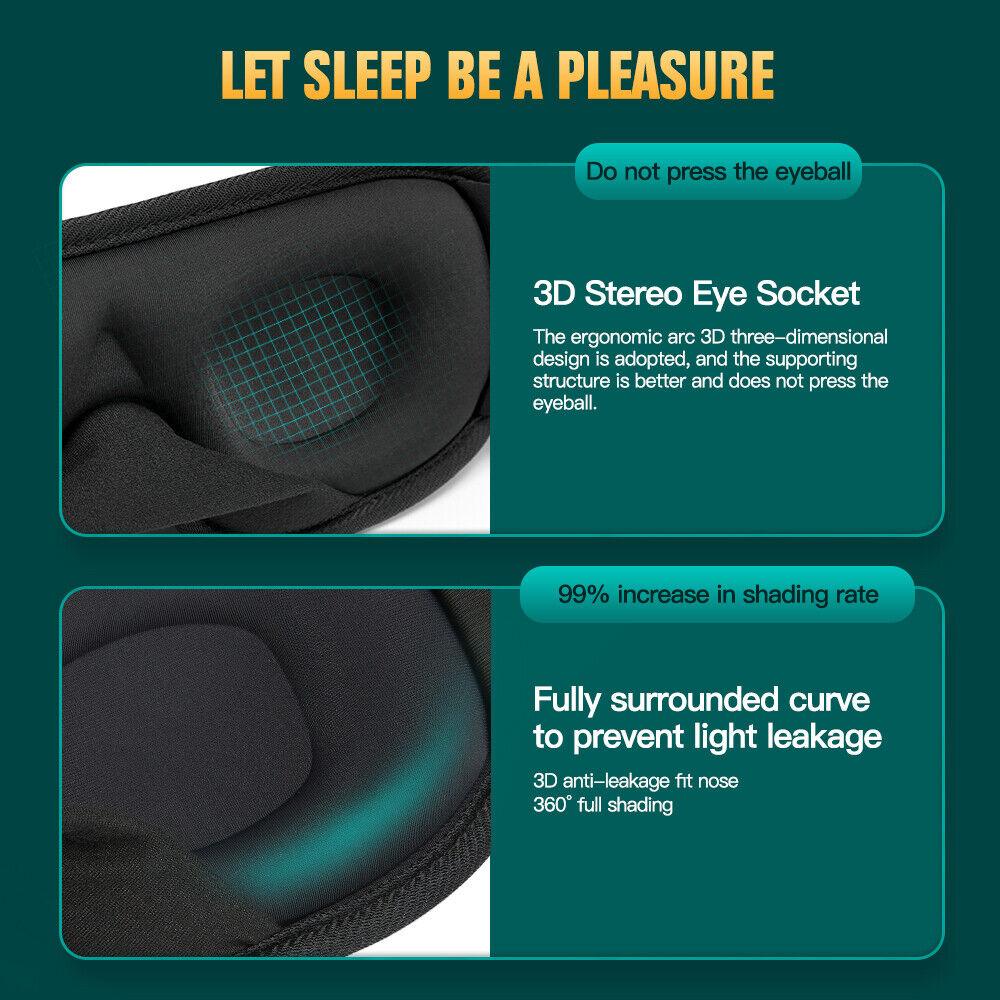 Best Sleep Mask - 3D Sleeping Eye Mask Breathable Soft Padded Mask Cover Eyepatch