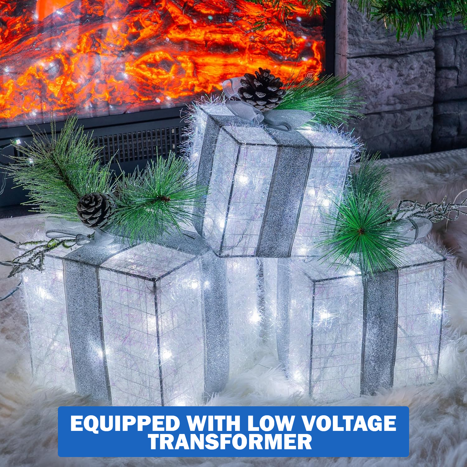 3 piece LED Christmas present light set