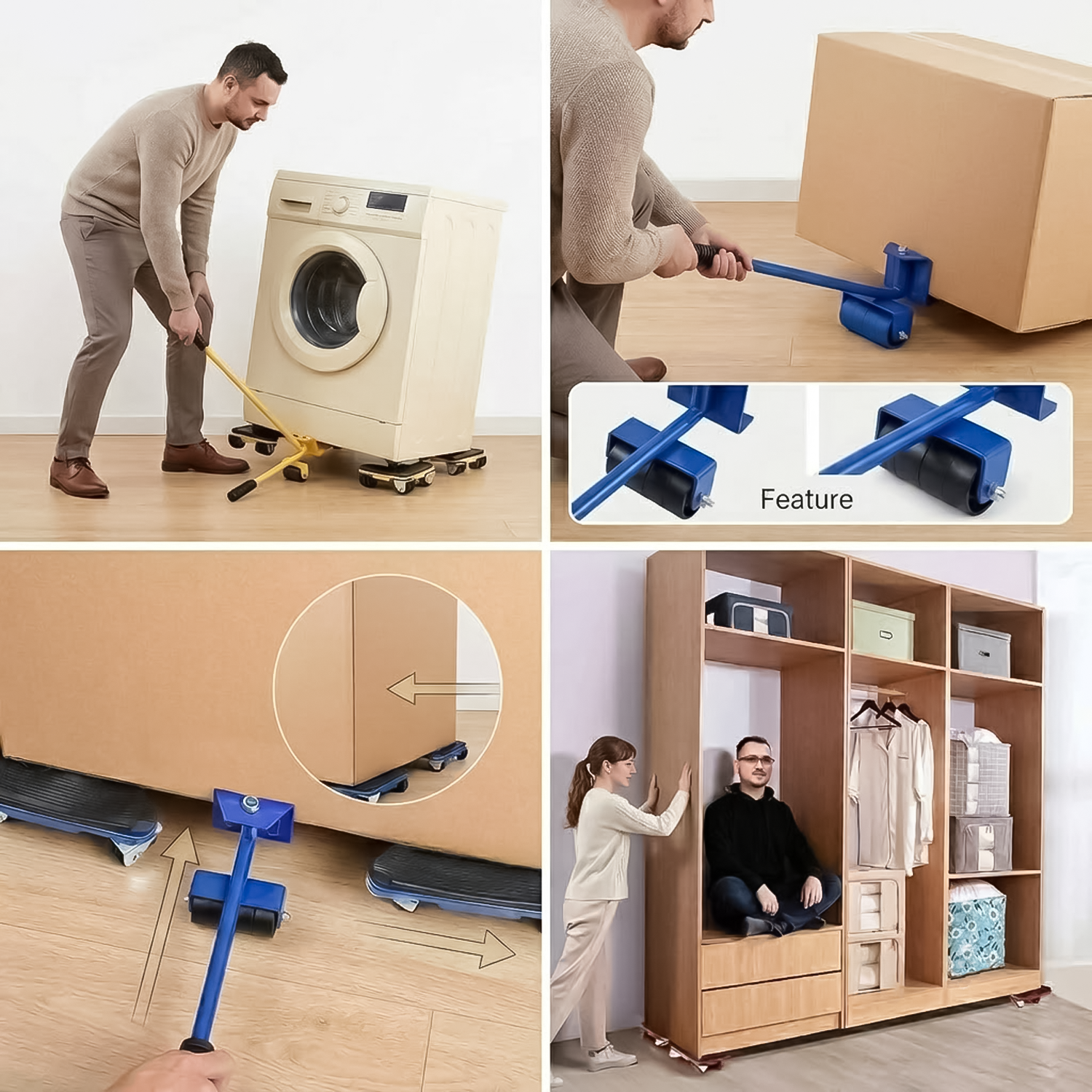 Furniture Moving Wheels - Heavy Furniture Lifter Shifter Remover Roller Wheels Moving Mover Tools Kit Set
