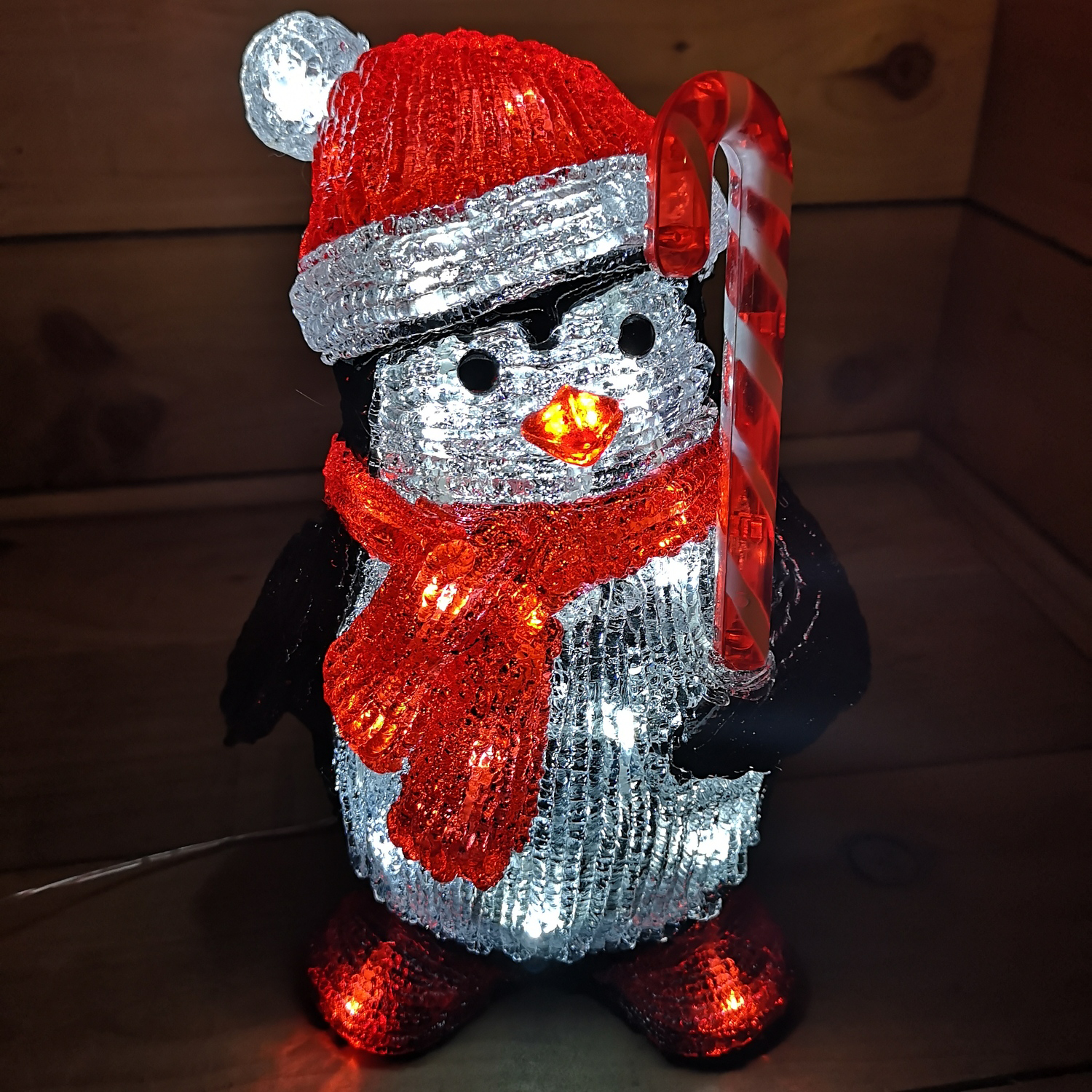 Acrylic penguin Christmas figure with bright LED lighting