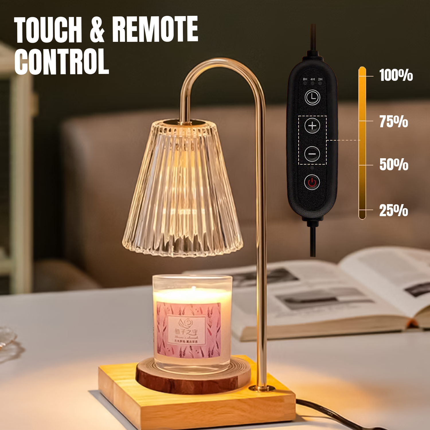 Adjustable candle melting lamp with dimmer
