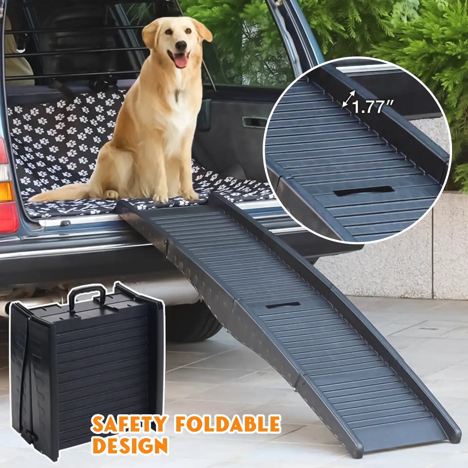 Adjustable dog ramp for SUV and truck entry