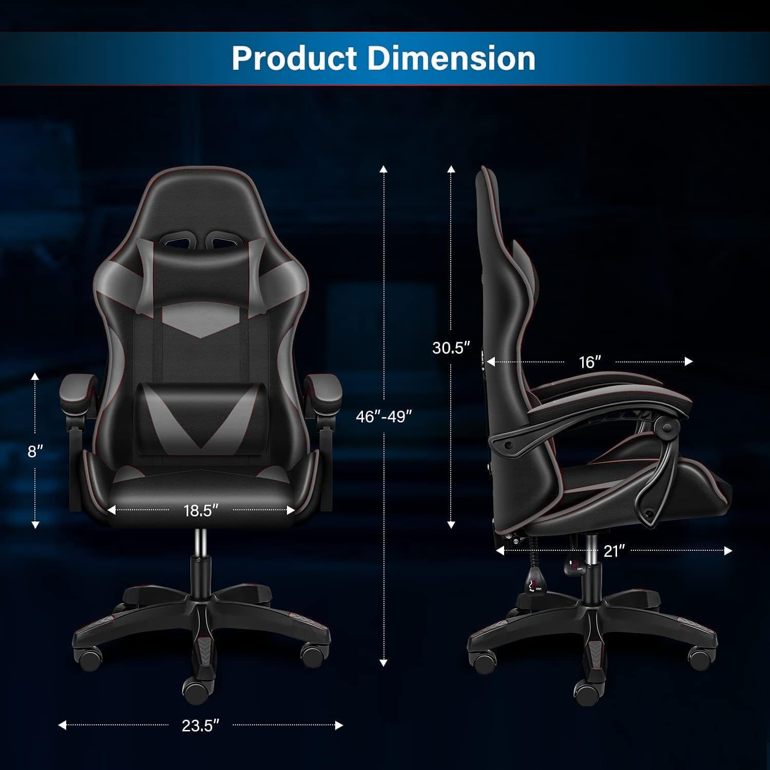 Adjustable gaming chair with headrest and footrest