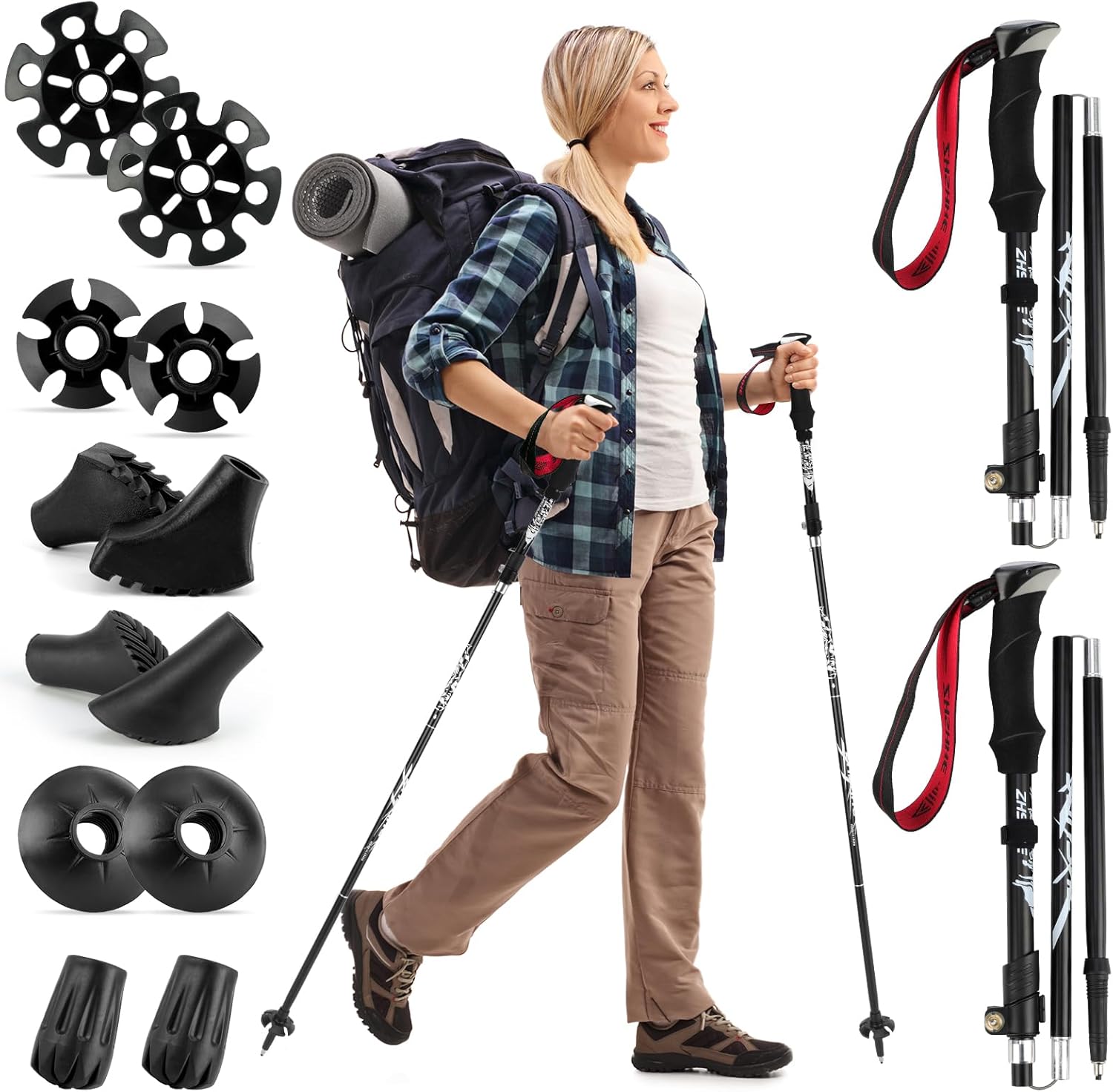 Adjustable hiking pole with ergonomic grip