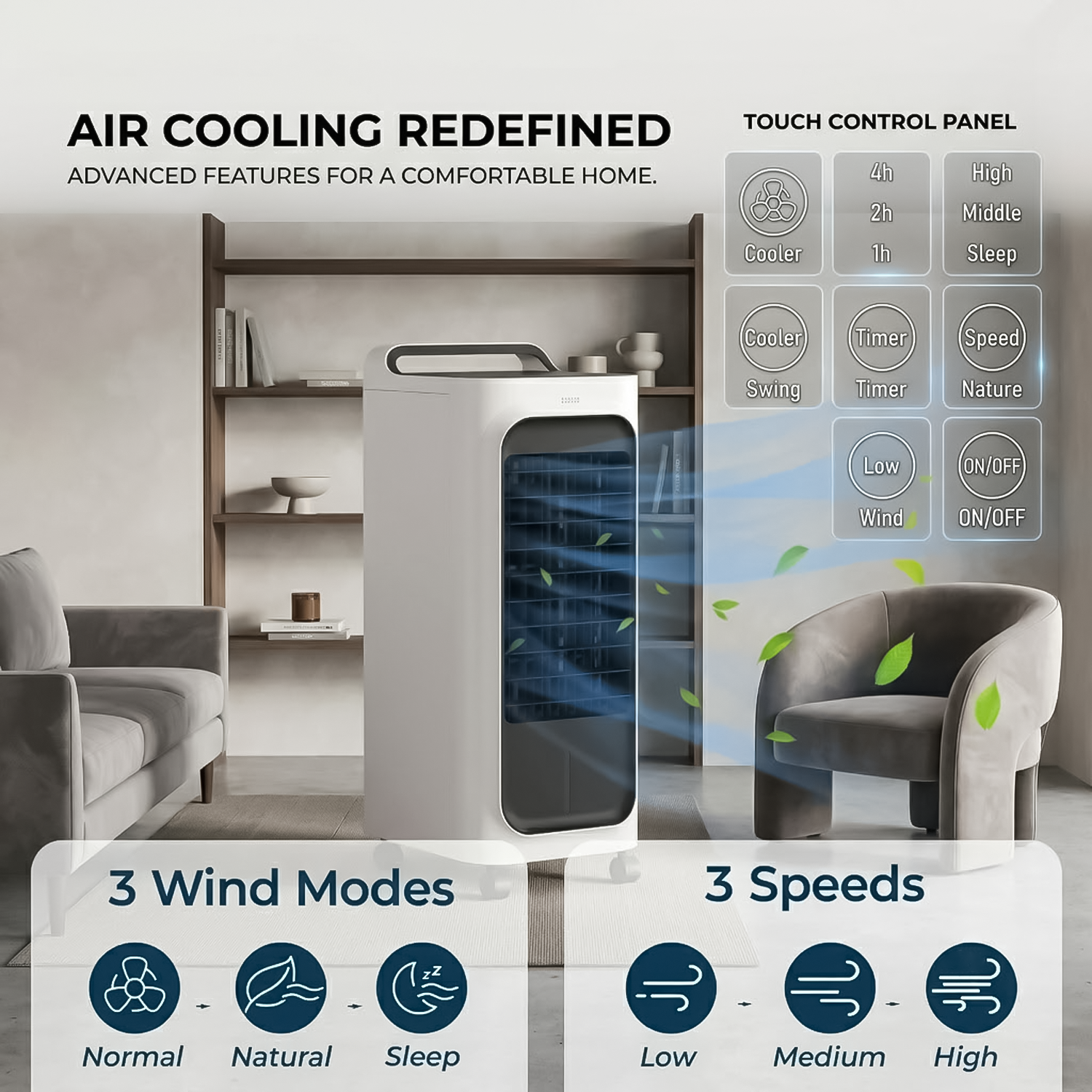 Portable Air Conditioner - 2L/4L/5L Air Cooler Evaporative Oscillating Unit Ice Fan W/ Remote Swing AC