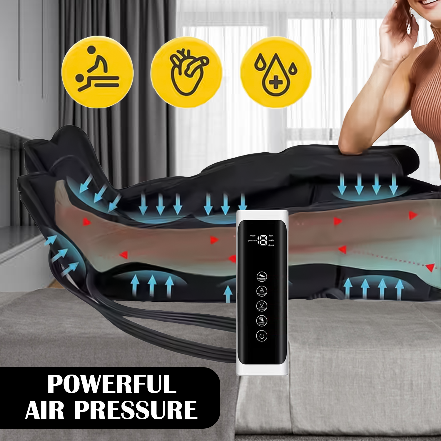 Air compression boots for leg pain relief