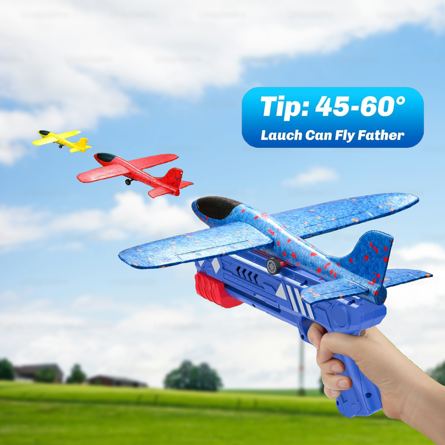 Airplane launcher toy for kids outdoor play