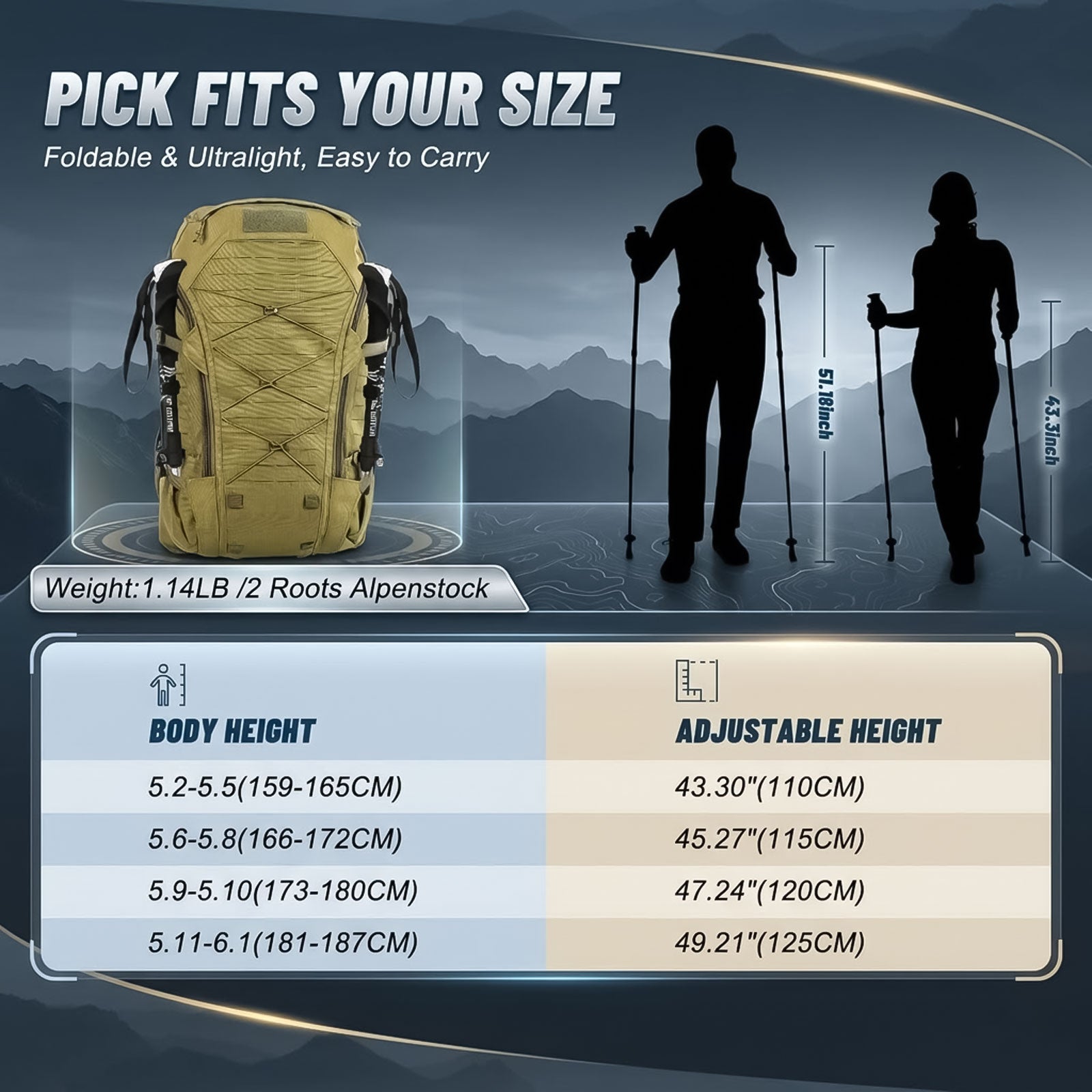 Aluminum collapsible walking pole for travel