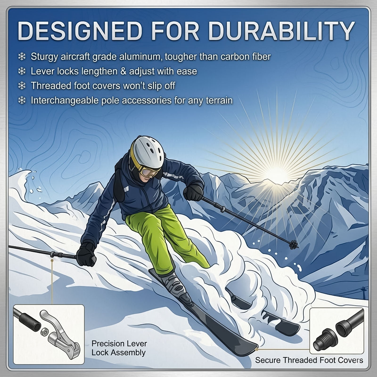 Anti-shock trekking pole for long-distance walking