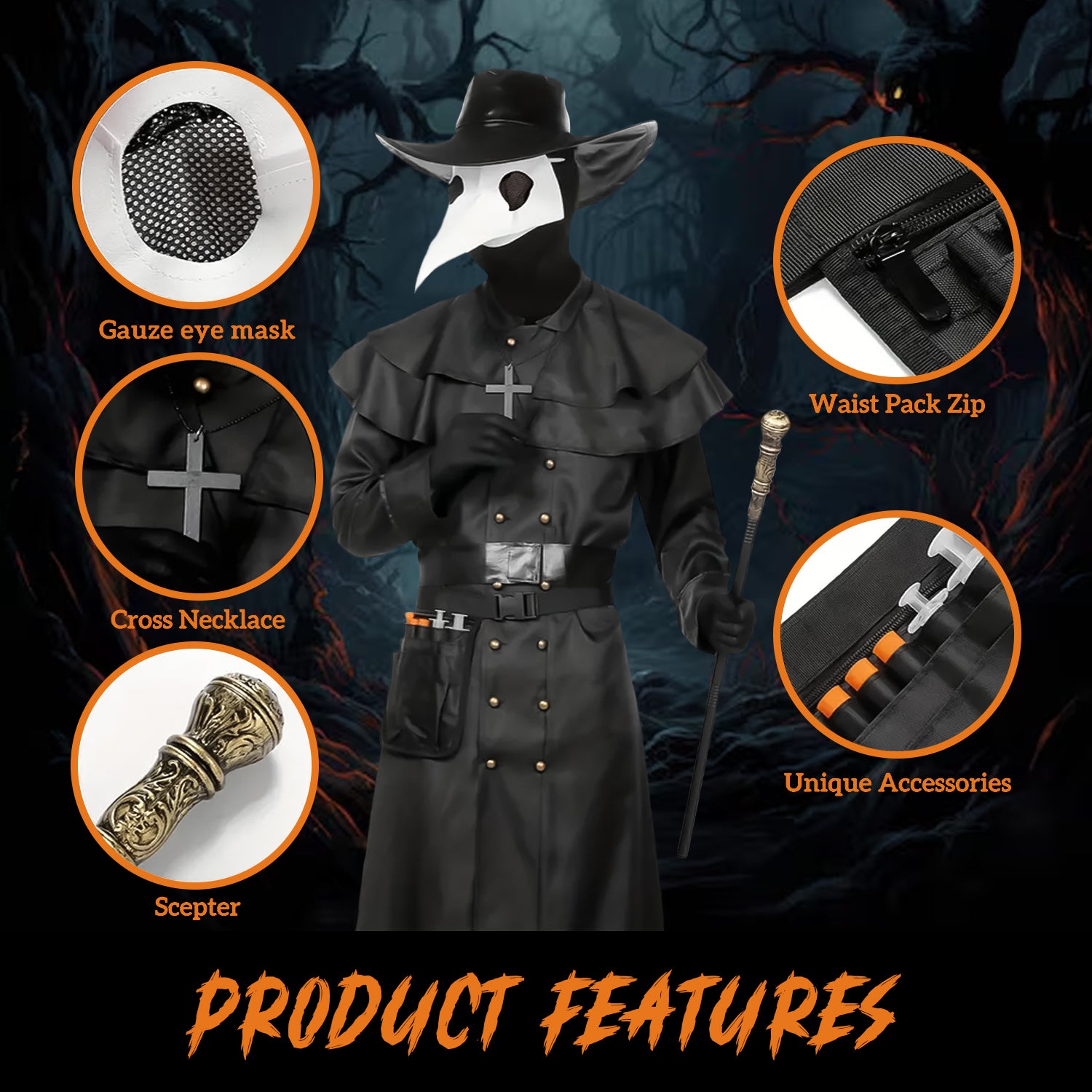 Authentic plague doctor costume for Halloween