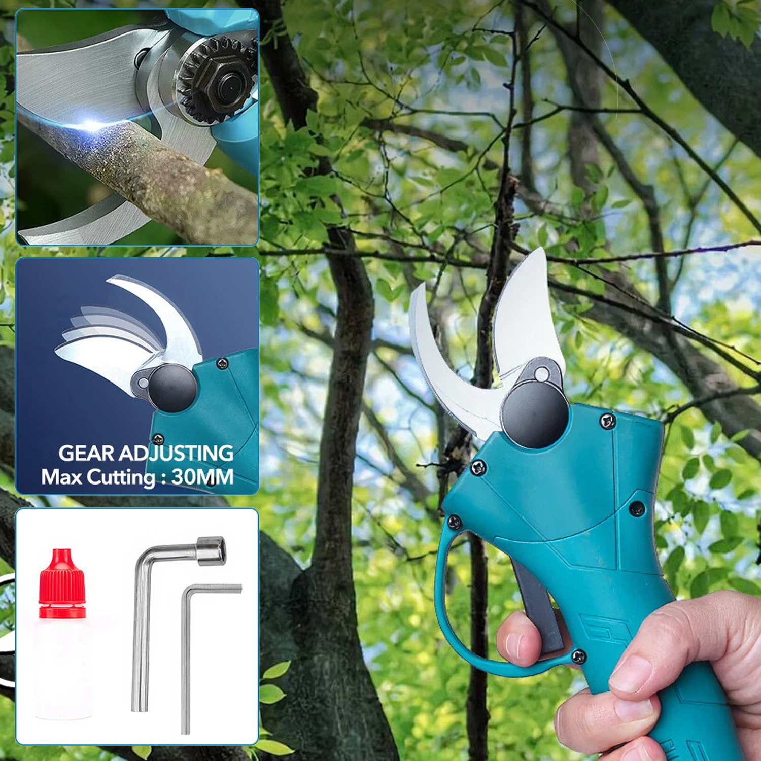 Battery-powered garden pruner tool