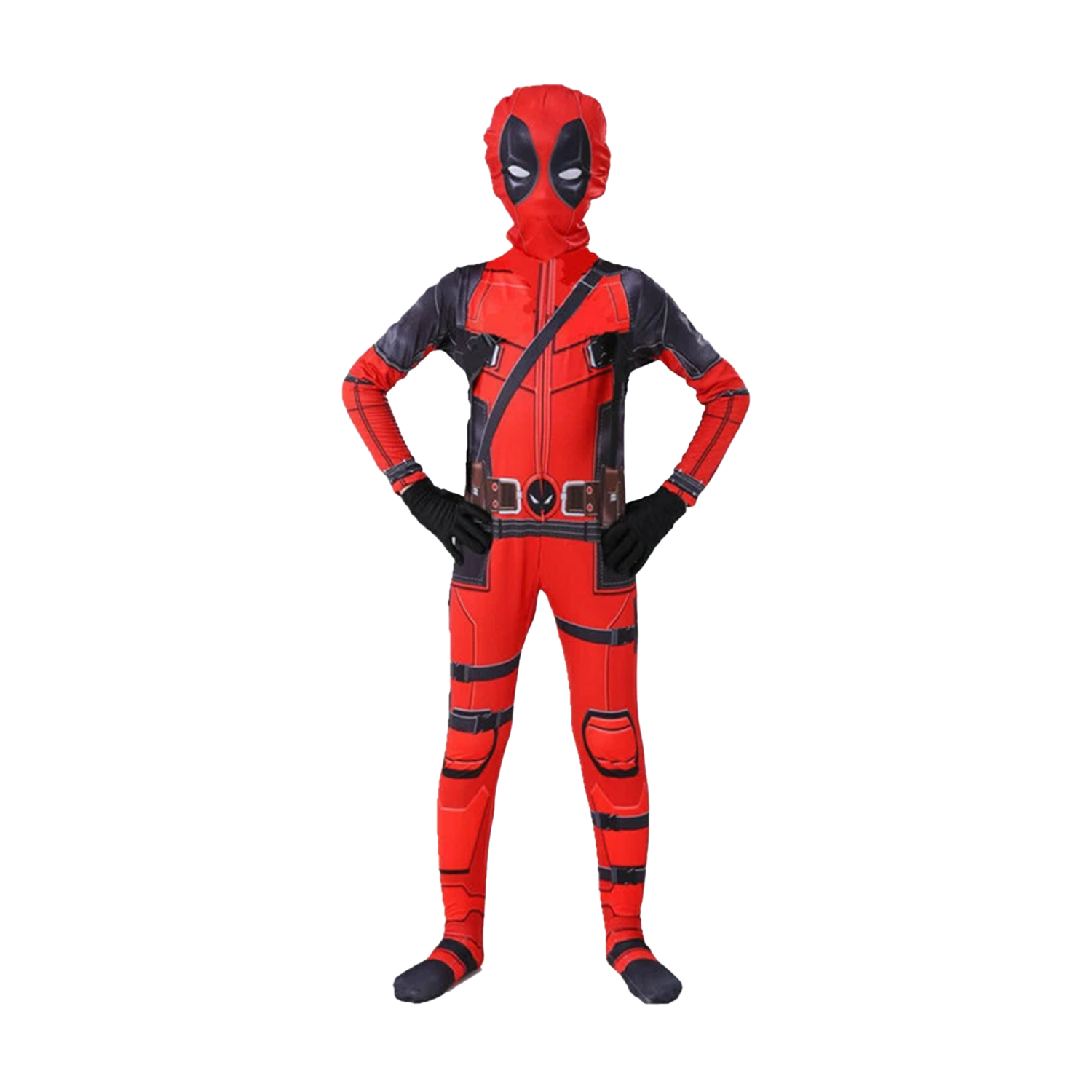 Boys Deadpool costume with gloves and belt