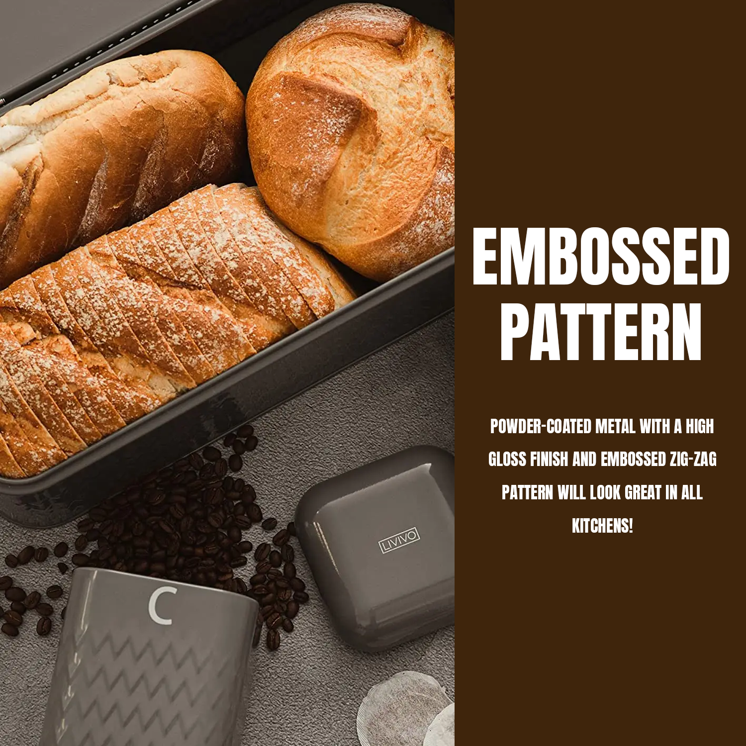 Bread bin with tea coffee sugar canisters