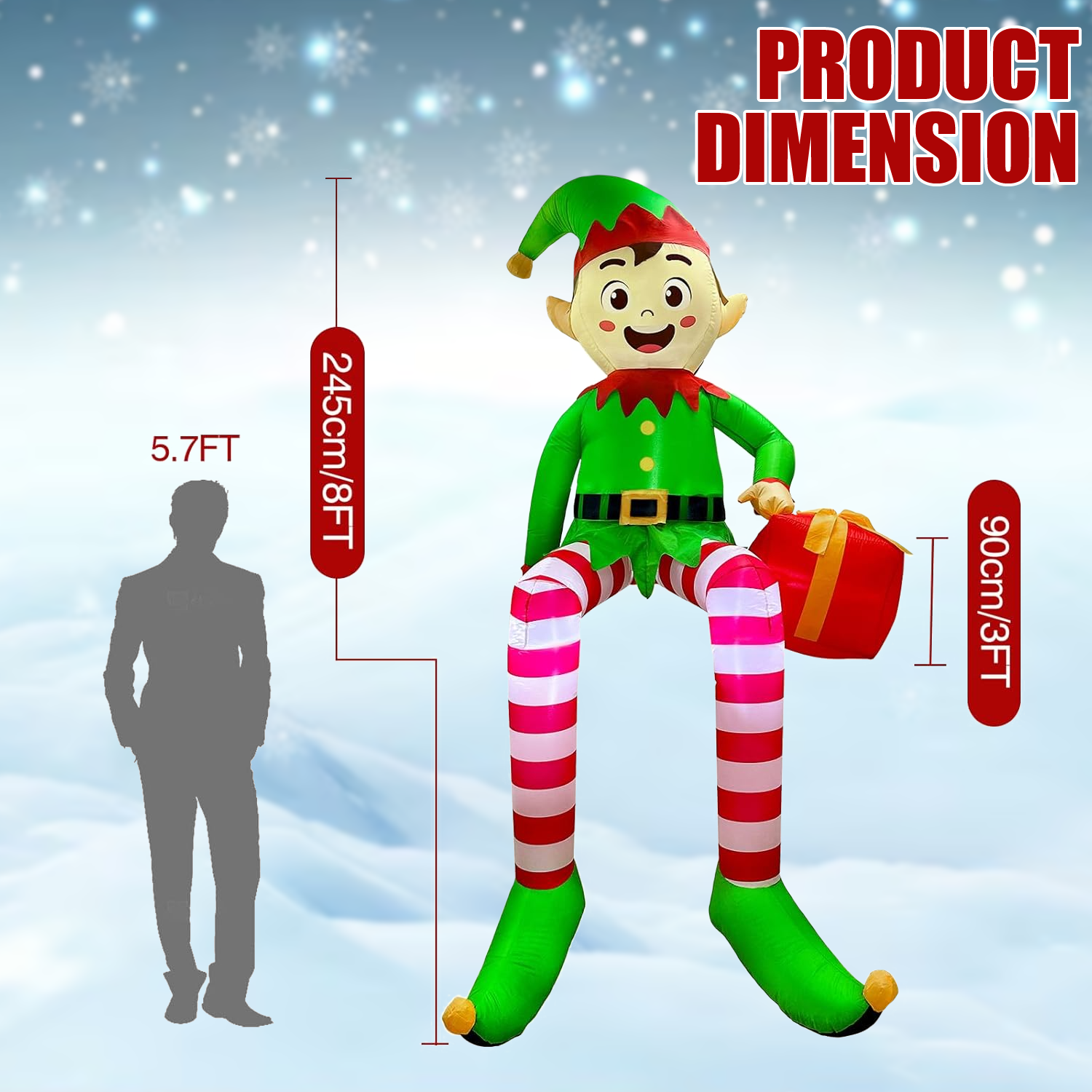 Christmas inflatable sitting elf for outdoor and indoor decoration