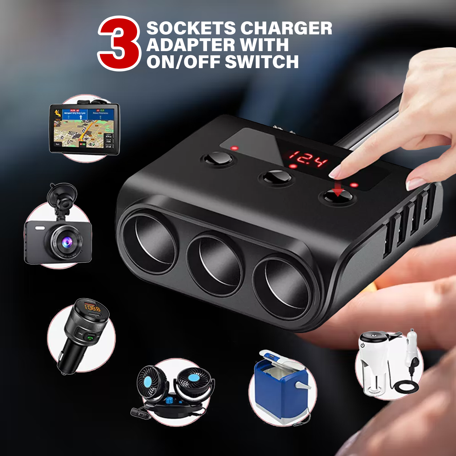Cigarette lighter USB charger for car