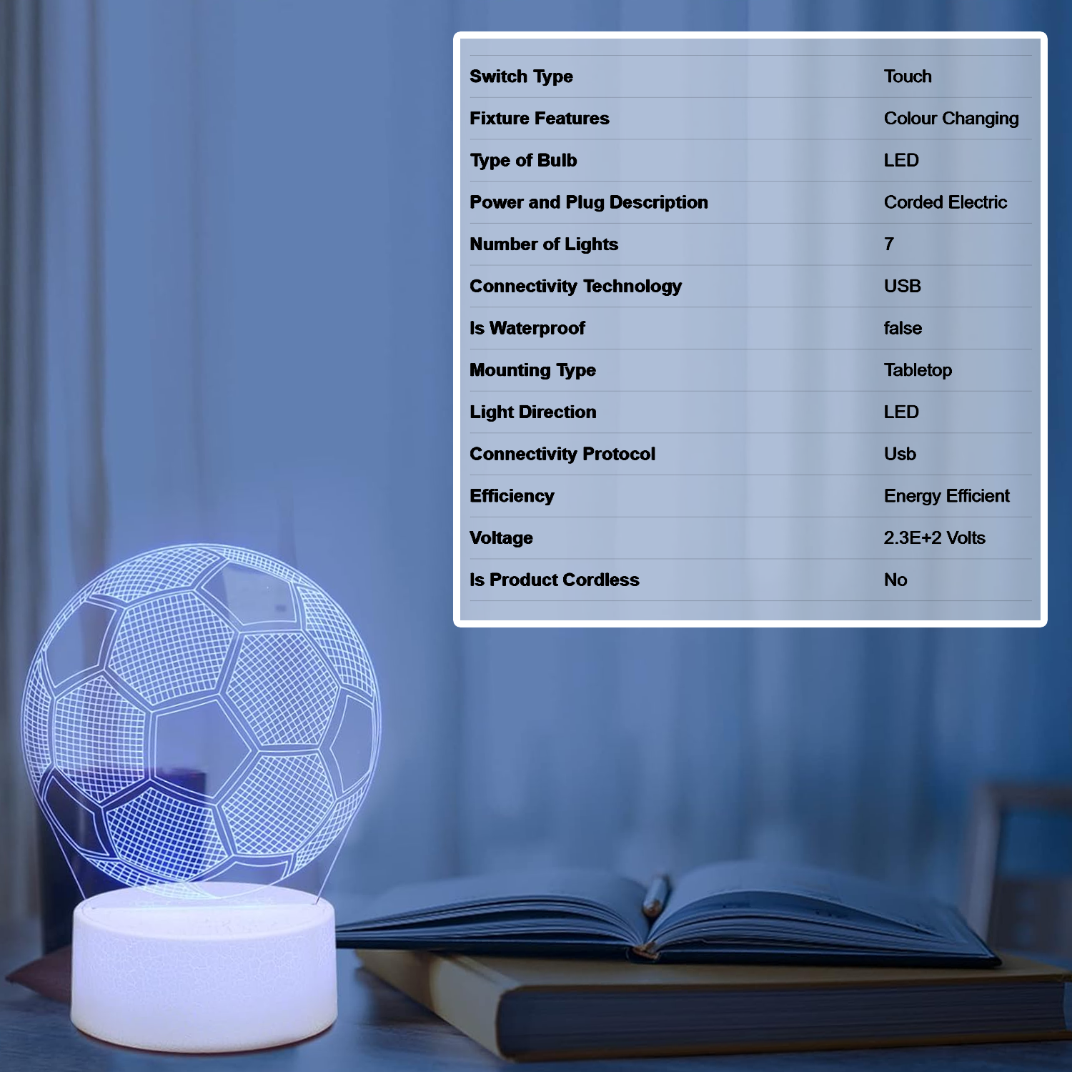 Color-changing 3D lamp with remote control