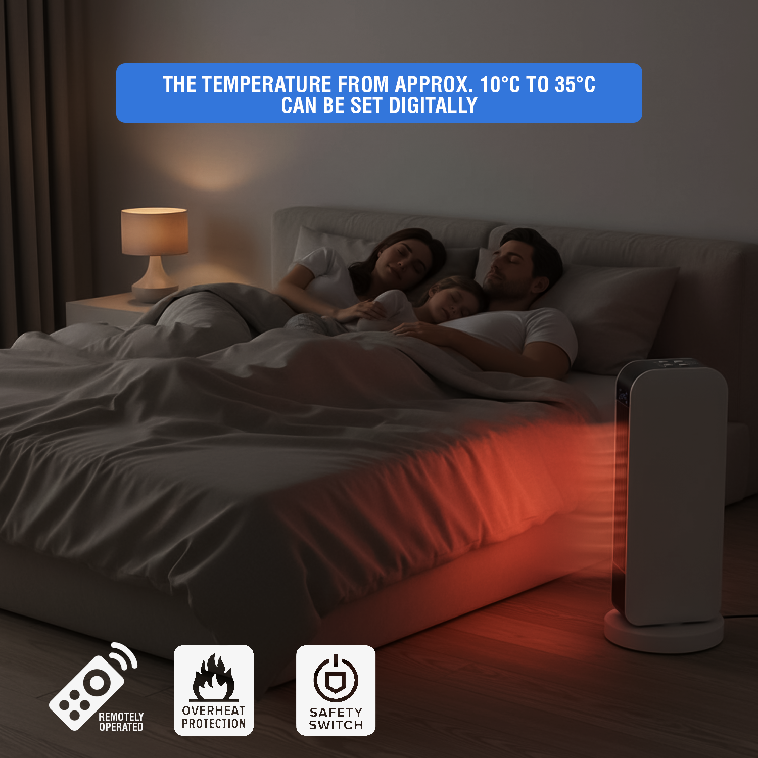 Compact electric heater for small rooms