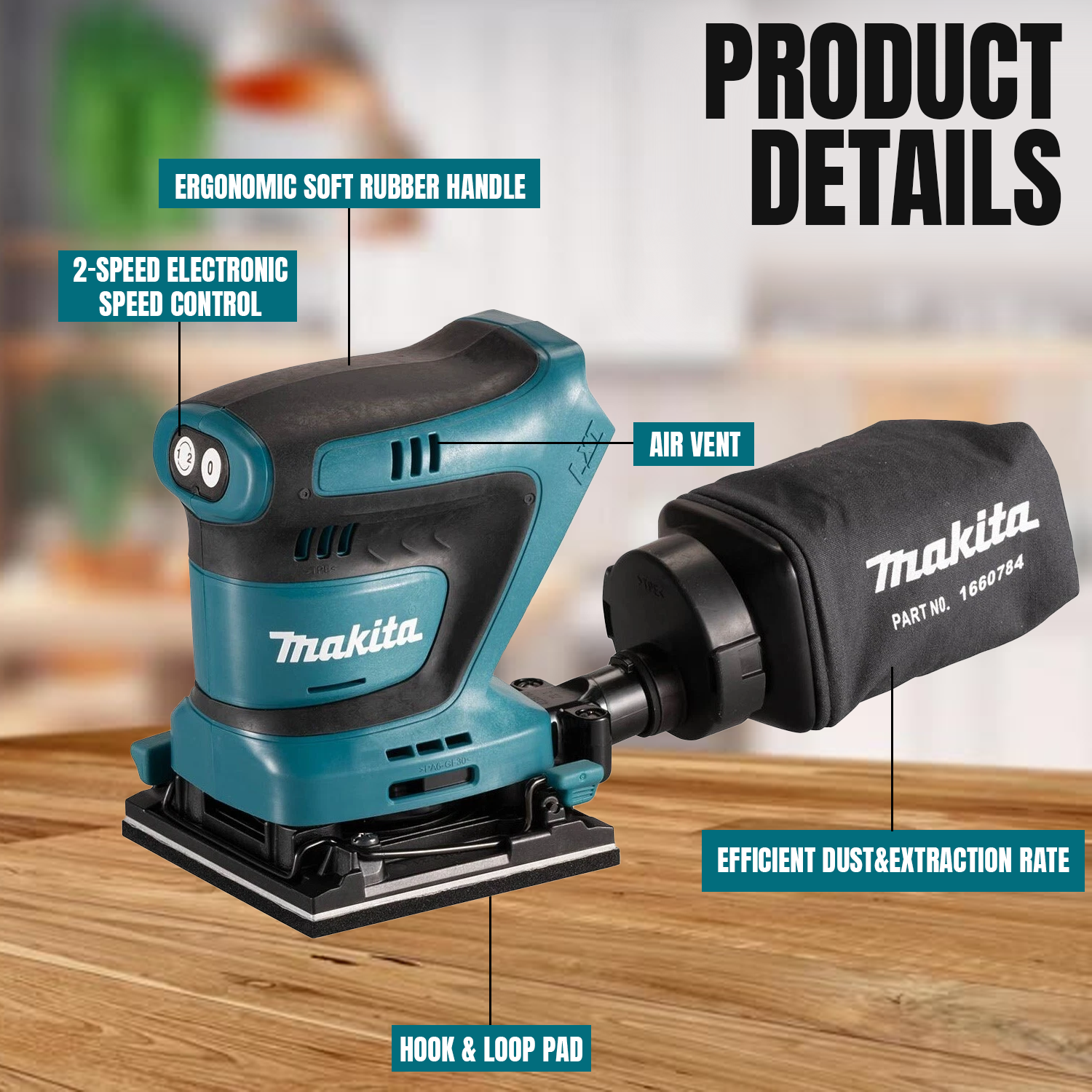 Compact palm sander tool for furniture