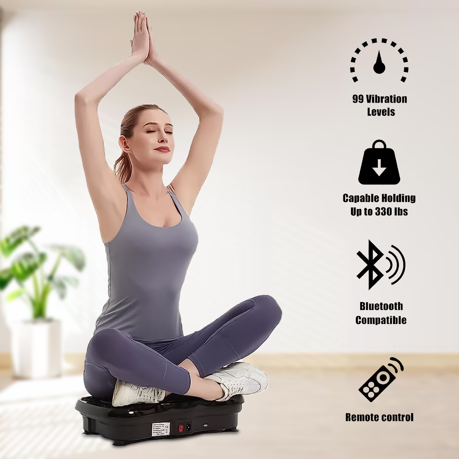 Compact vibration exercise plate for home workouts
