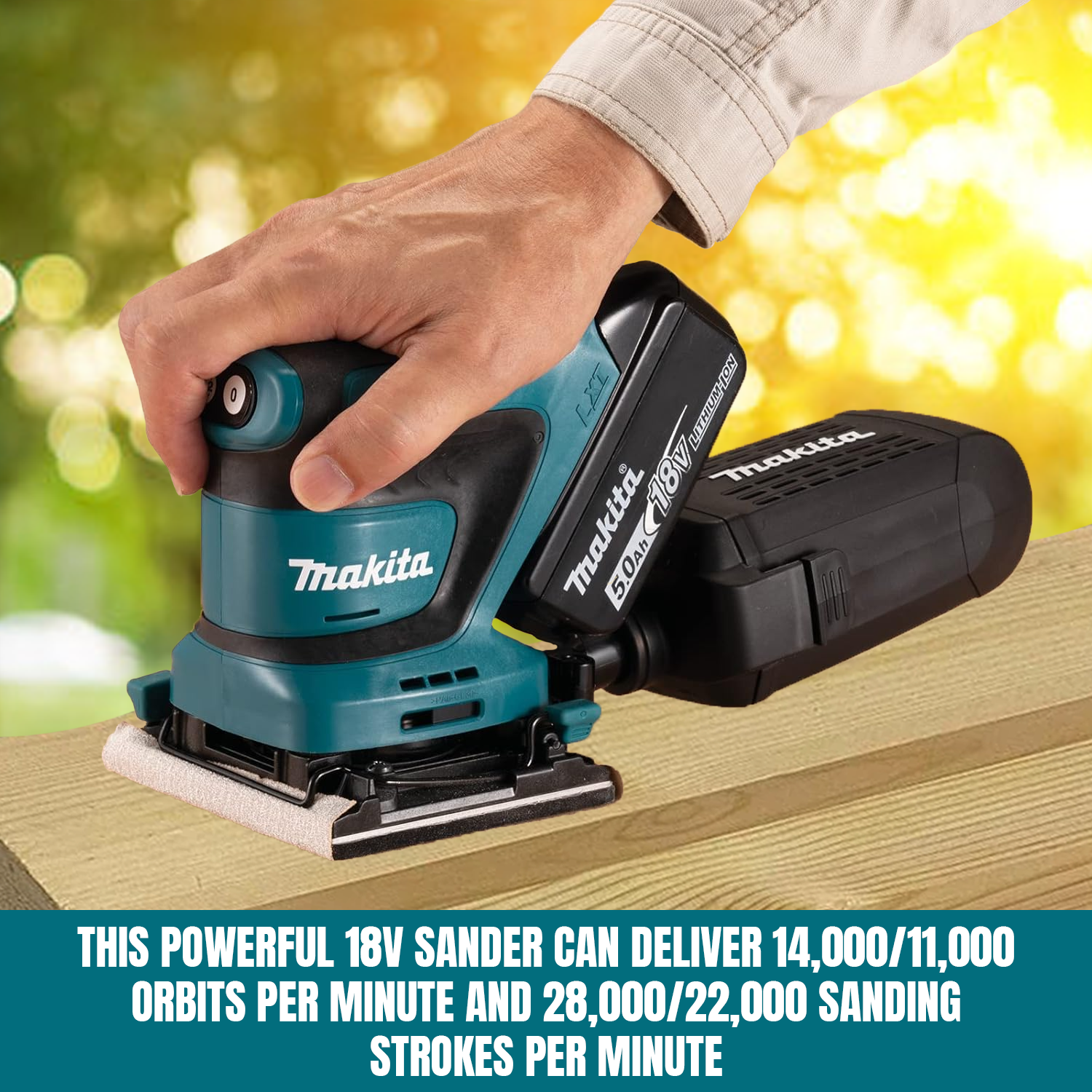 Cordless palm sander for woodworking projects