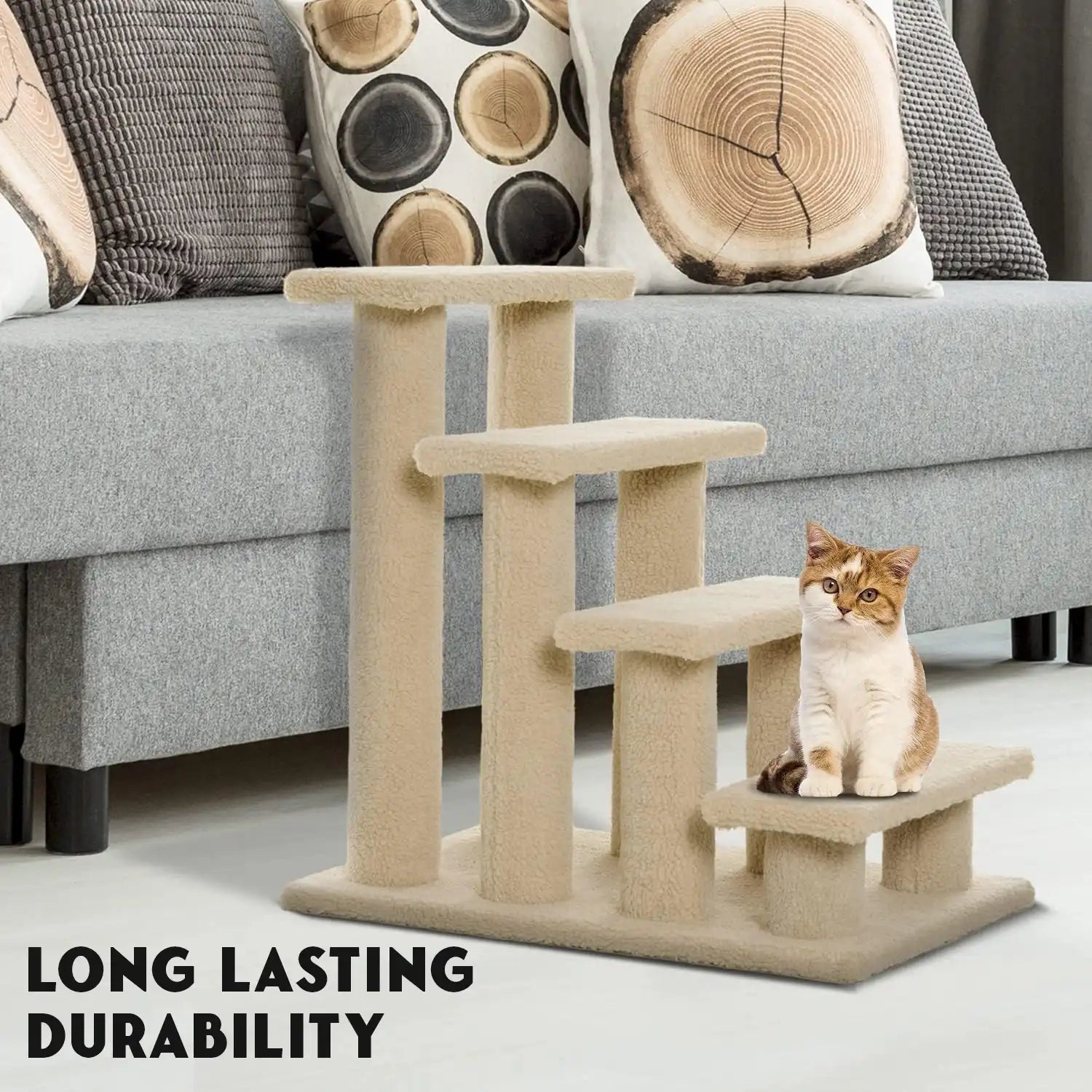 Cozy and comfortable cat steps for bed access