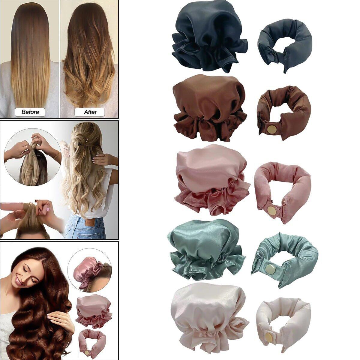 Silk Heatless Hair Curlers - Curler Satin Rollers Set Heatless Curling Hood