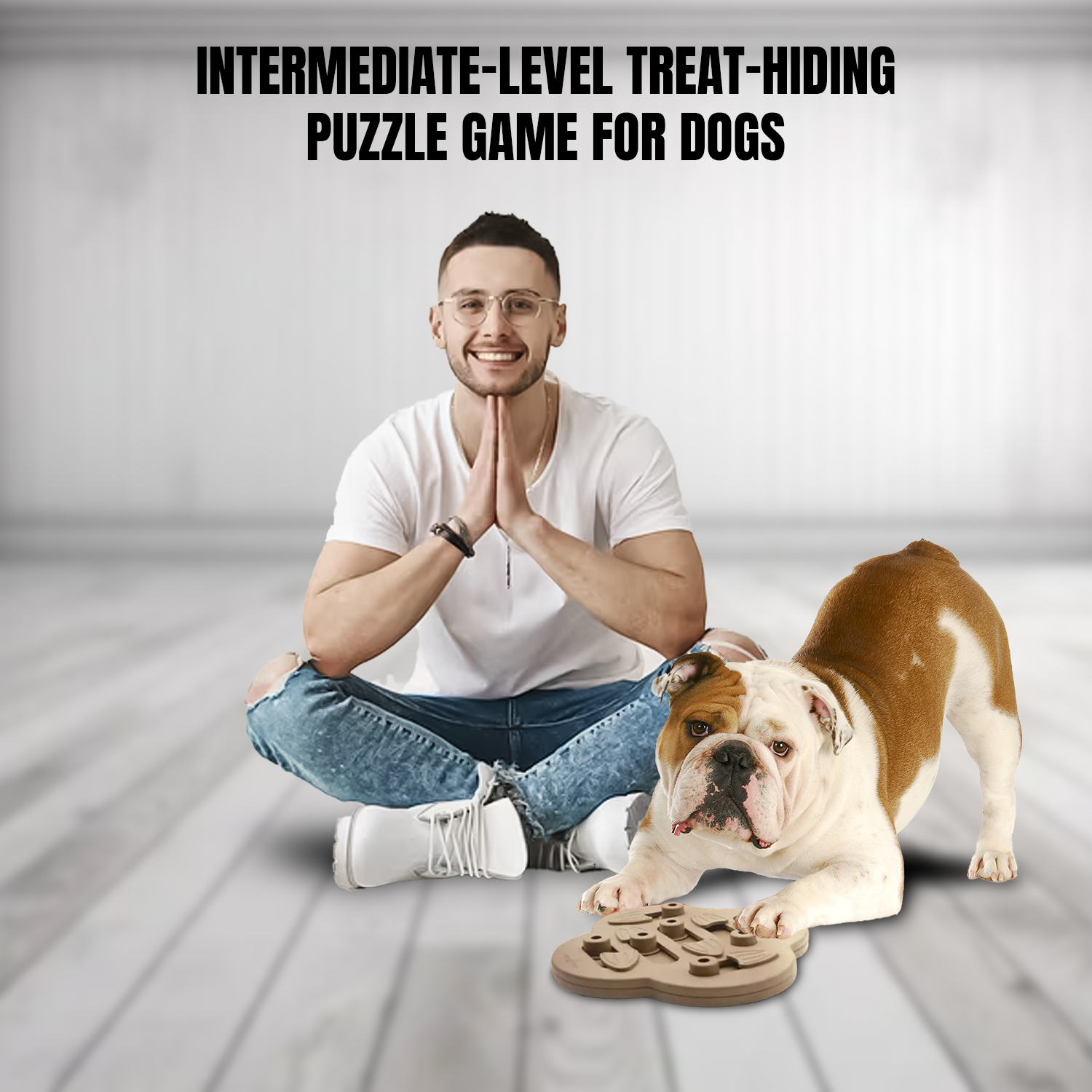 Dog brain game toy with sliding compartments