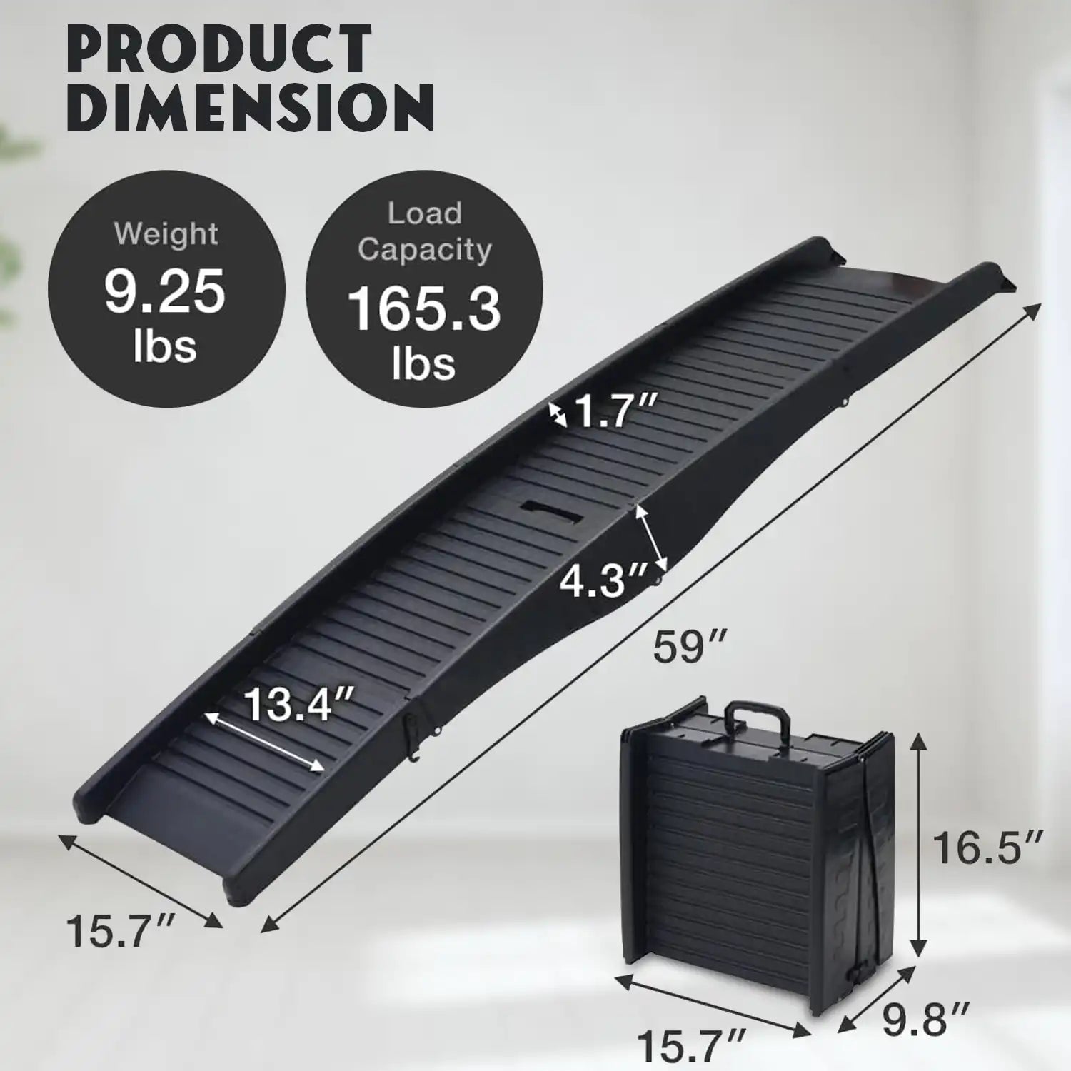 Dog ramp for car with non-slip surface