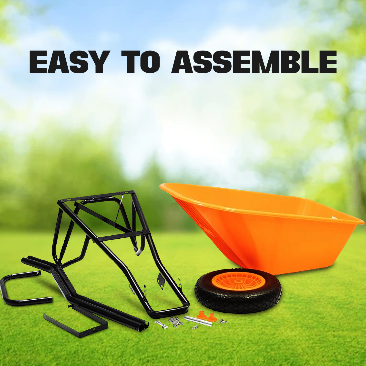 Durable yard trolley for soil and tools
