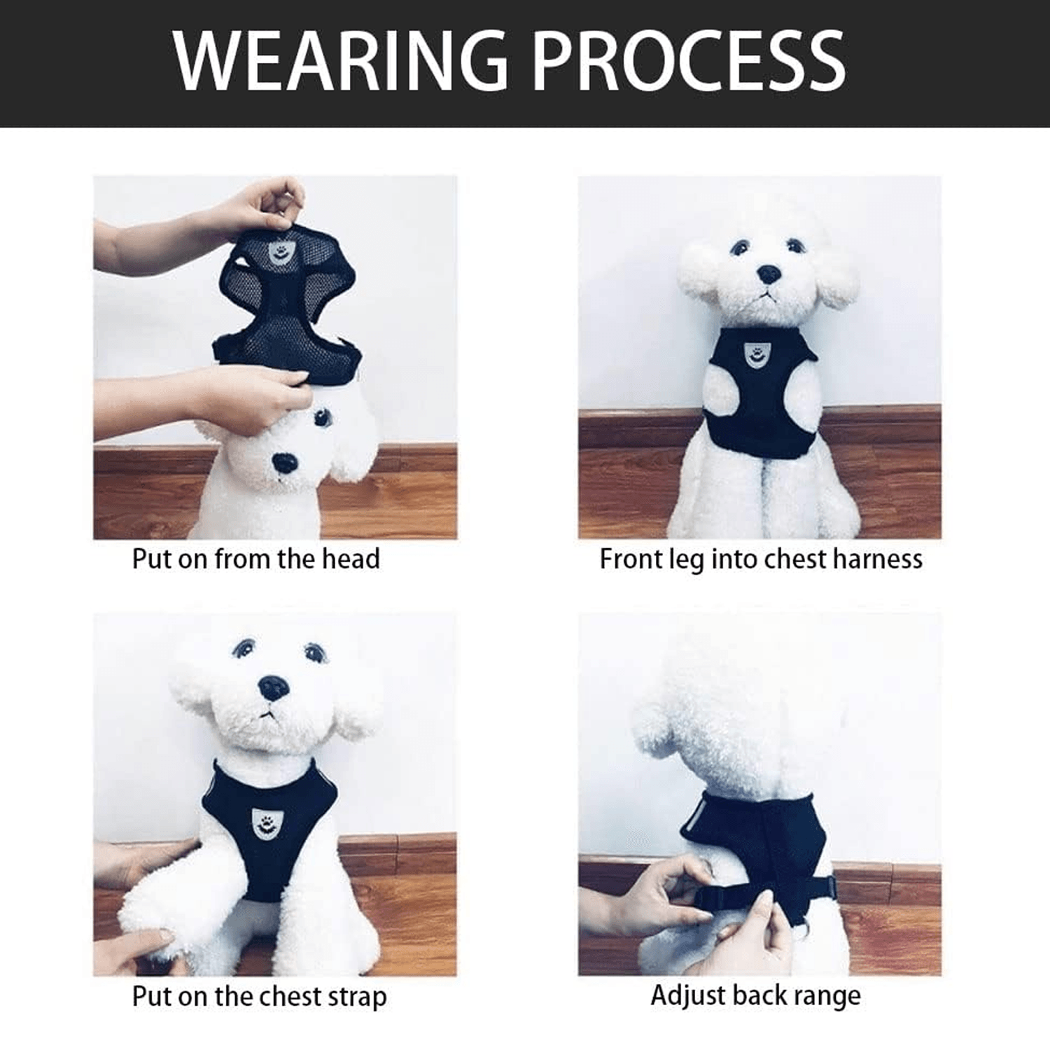 Easy to wear pet harness with leash