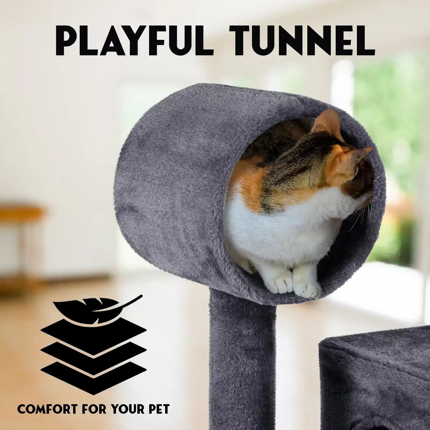 Eco-friendly cat tree with scratching surfaces