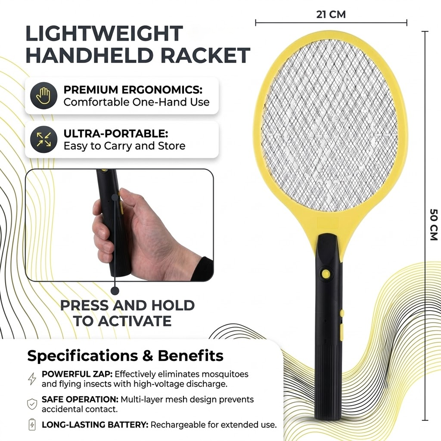 Fly Zapping Racket - Bug Zapper Racket Fly Swatter Mosquito Bat Wasp Electric Insect Pest Killer USB