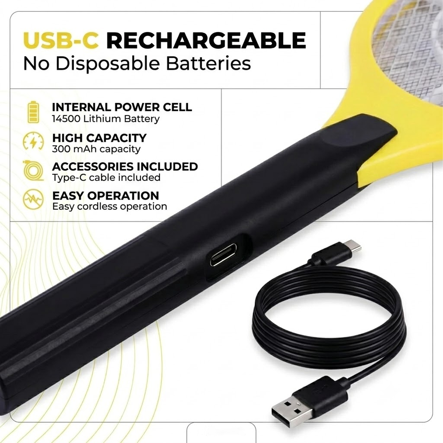 Fly Zapping Racket - Bug Zapper Racket Fly Swatter Mosquito Bat Wasp Electric Insect Pest Killer USB