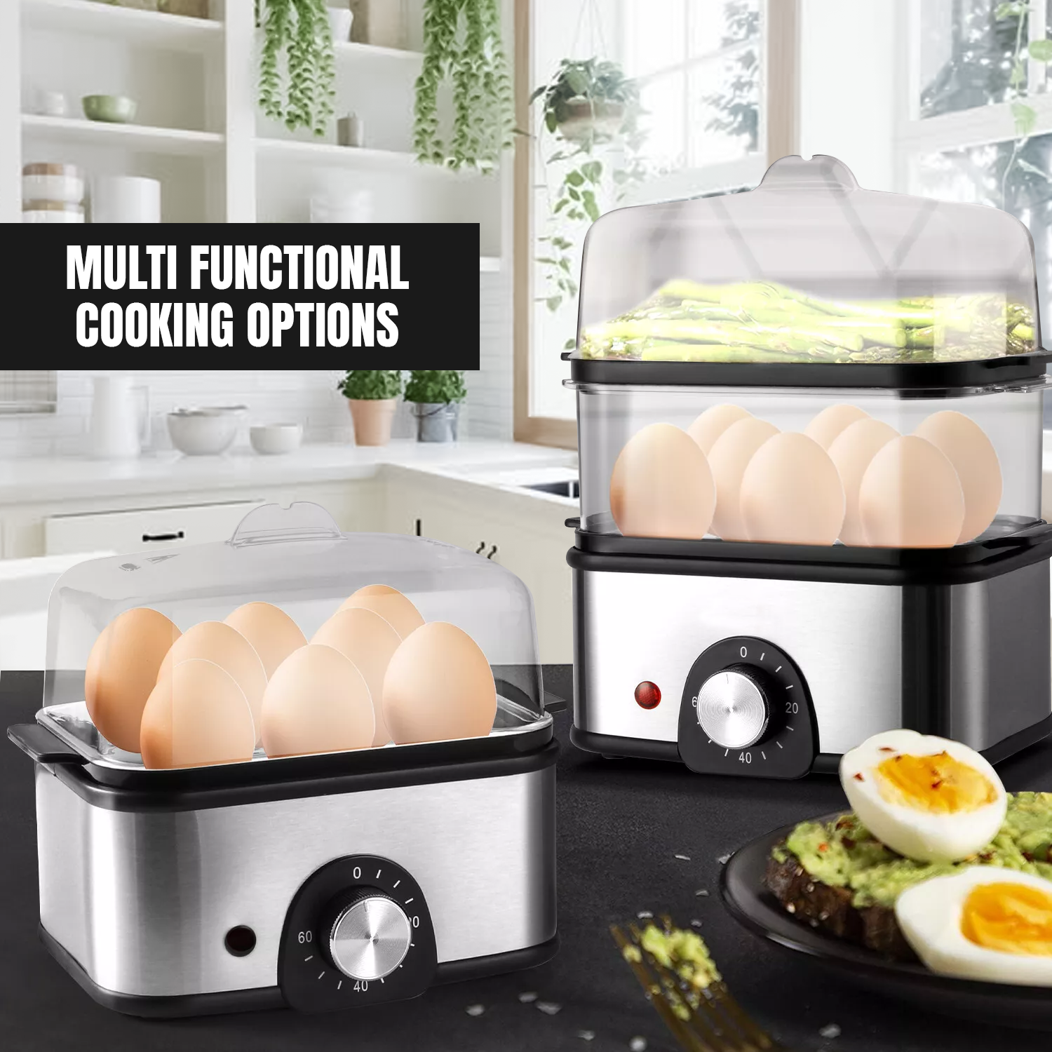 Electric food steamer with timer