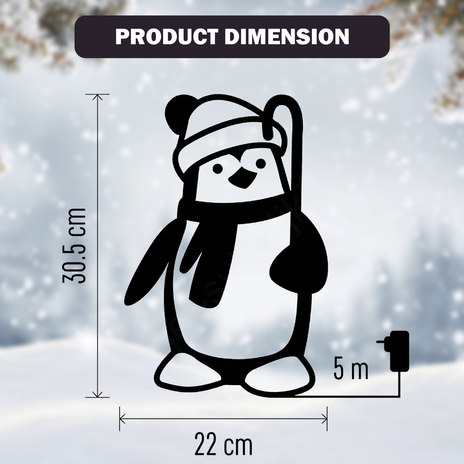 Festive acrylic penguin statue with LED illumination