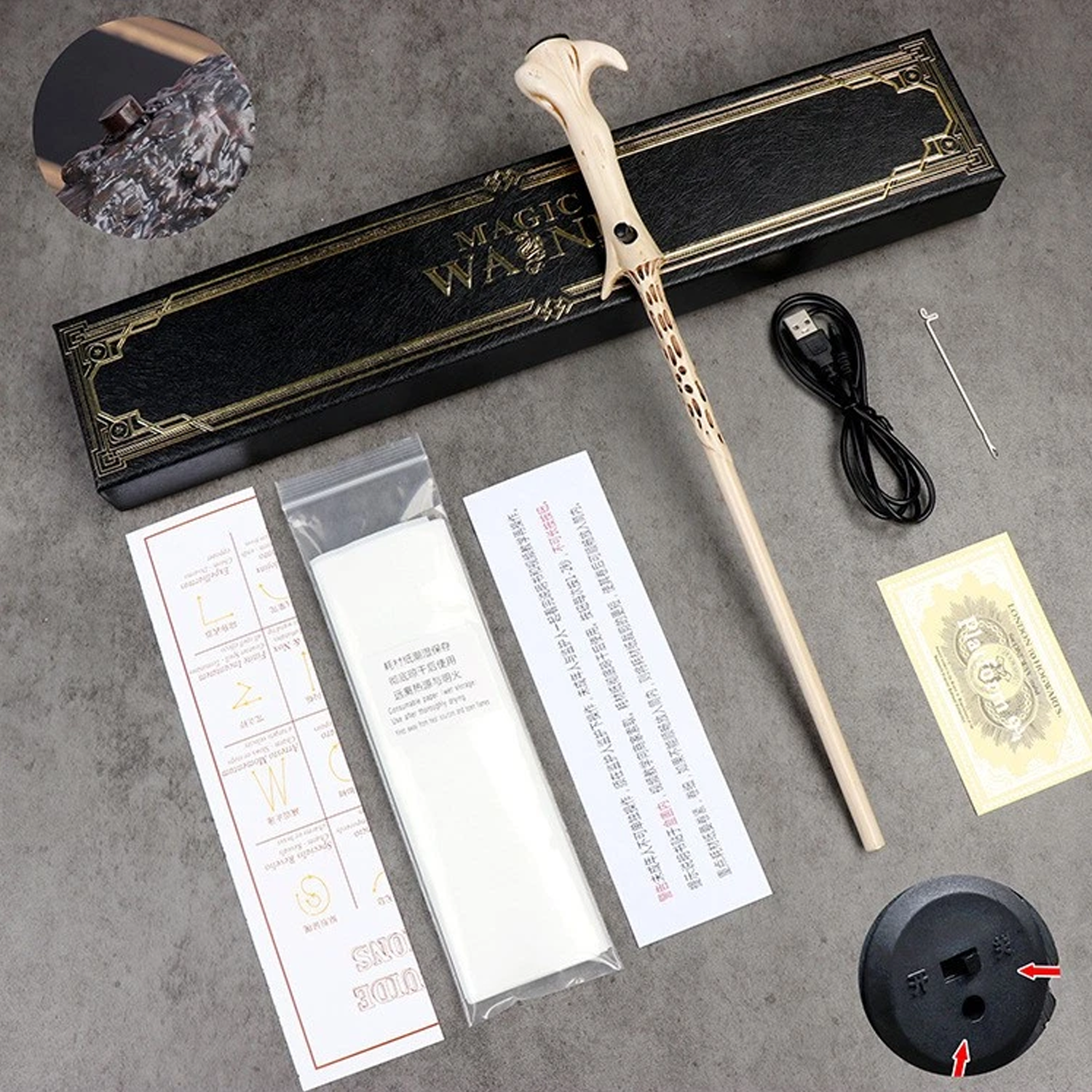 Fire effect wand for stage magic