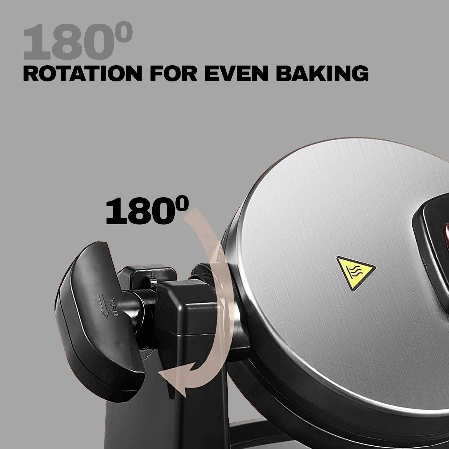 Flip waffle maker with even cooking feature