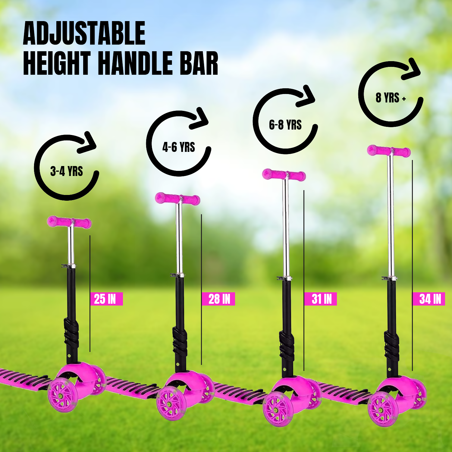 Foldable kids scooter with adjustable handlebar