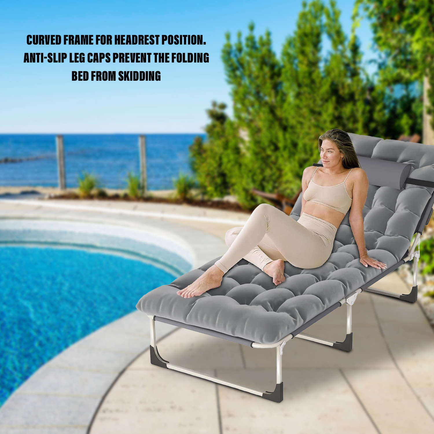 Foldable sun bed chair for garden or beach