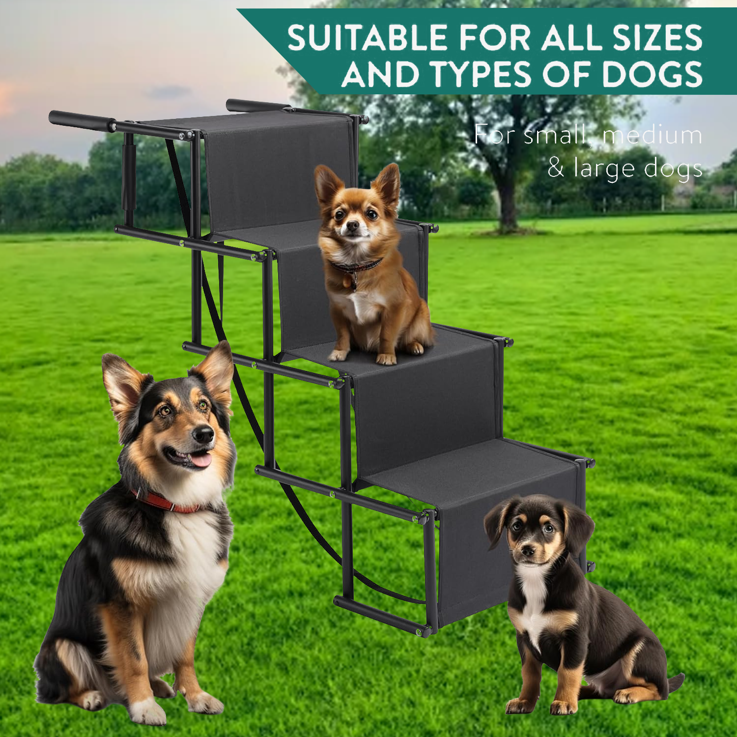 Folding dog steps for easy car access