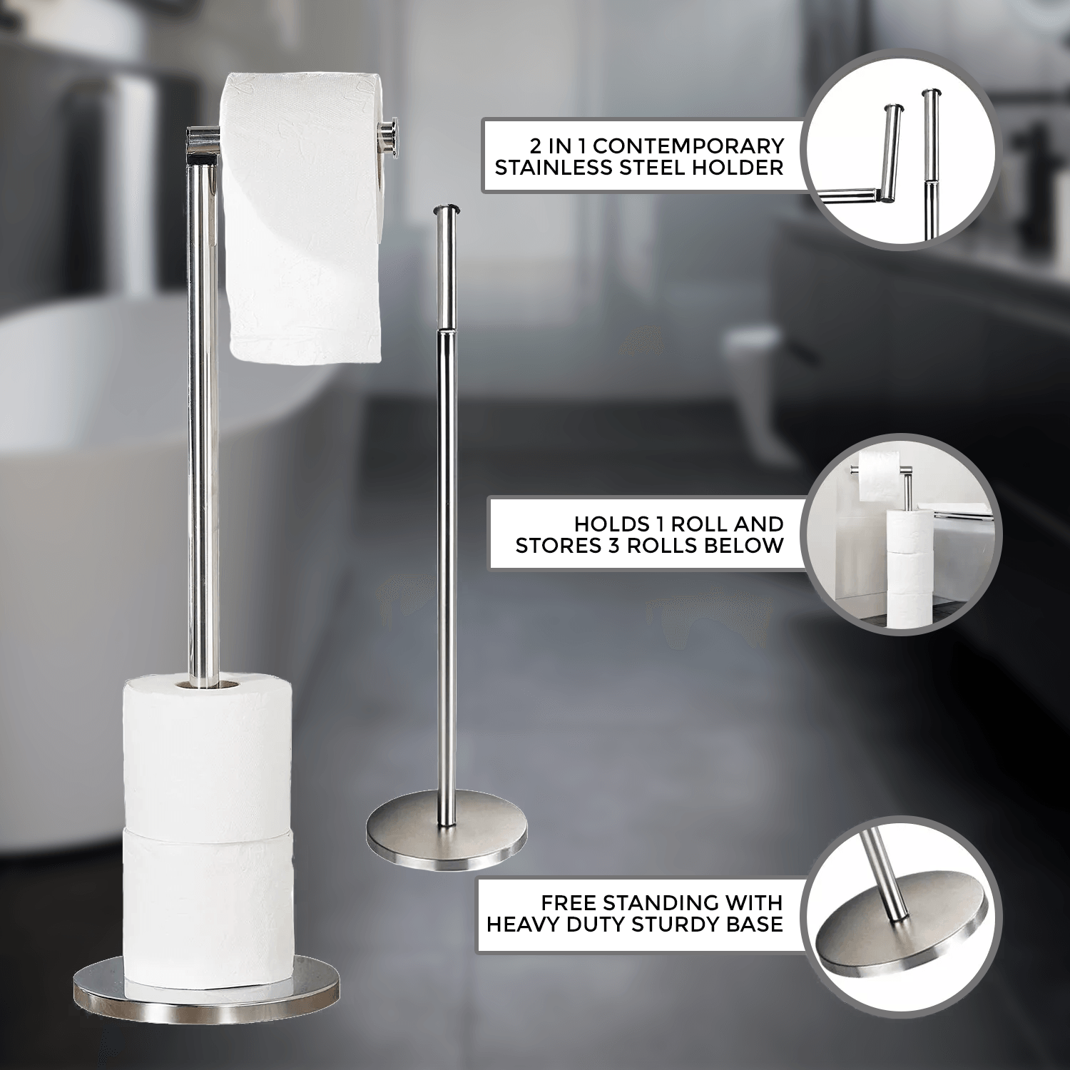 Freestanding toilet paper holder