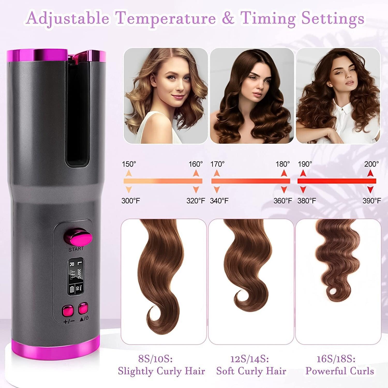 Cordless Automatic Hair Curler UK - LCD Wireless Rotating Ceramic Waver