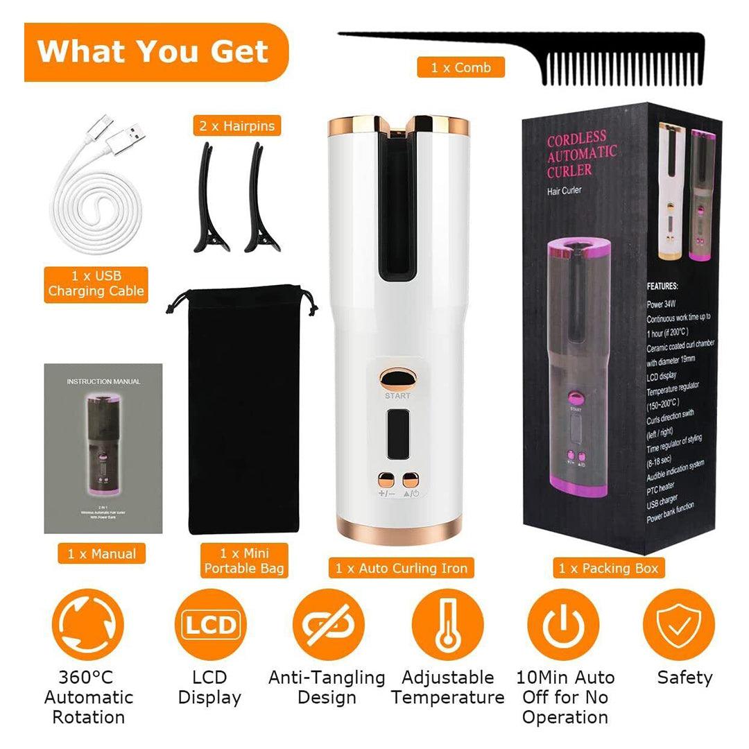 Cordless Automatic Hair Curler UK - LCD Wireless Rotating Ceramic Waver