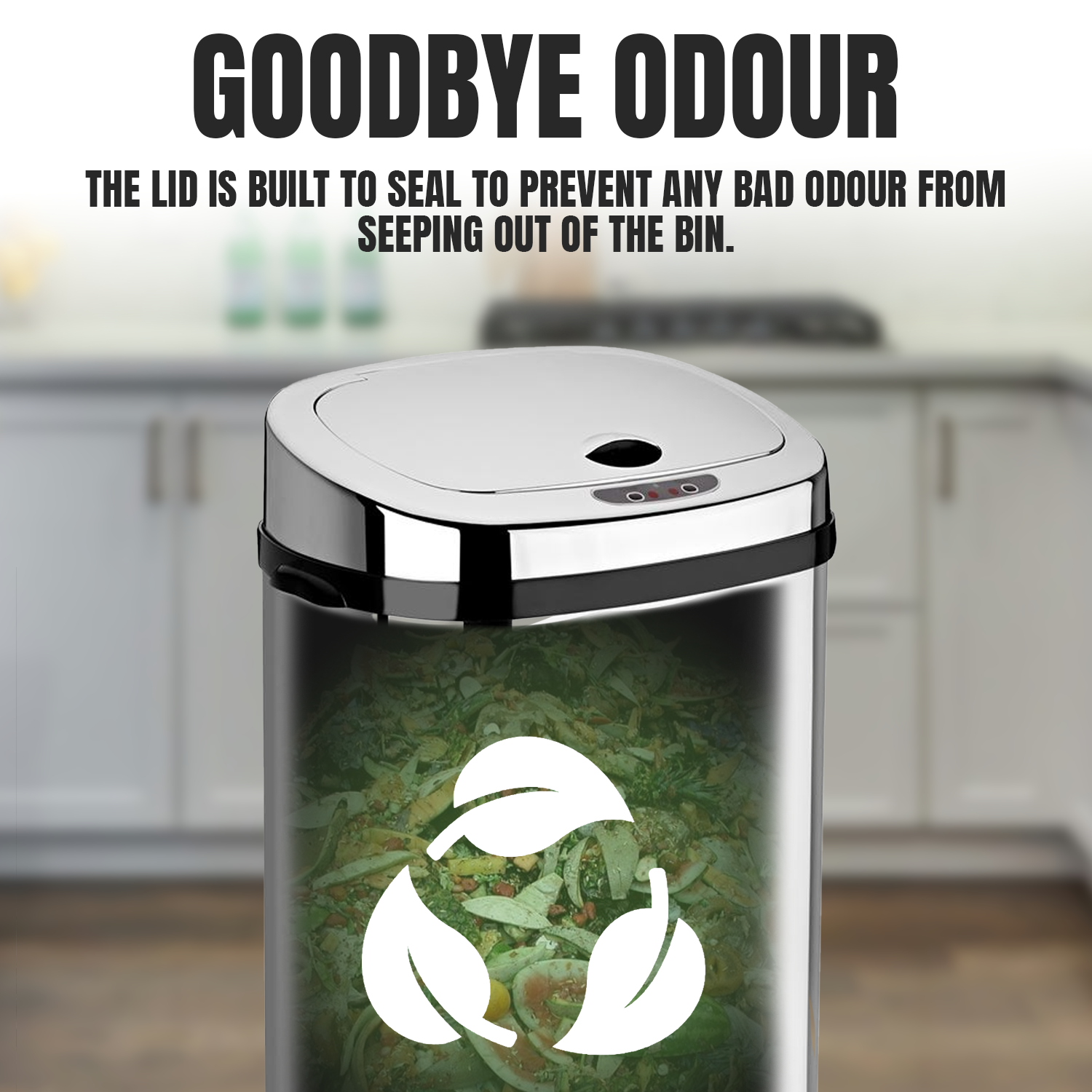 Hands-free garbage bin with lid sensor