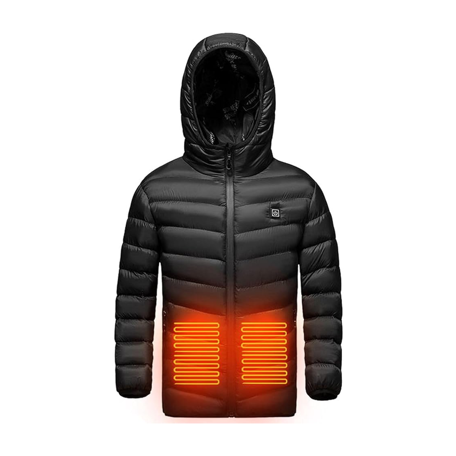 Heated coat for skiing, hiking, and daily wear