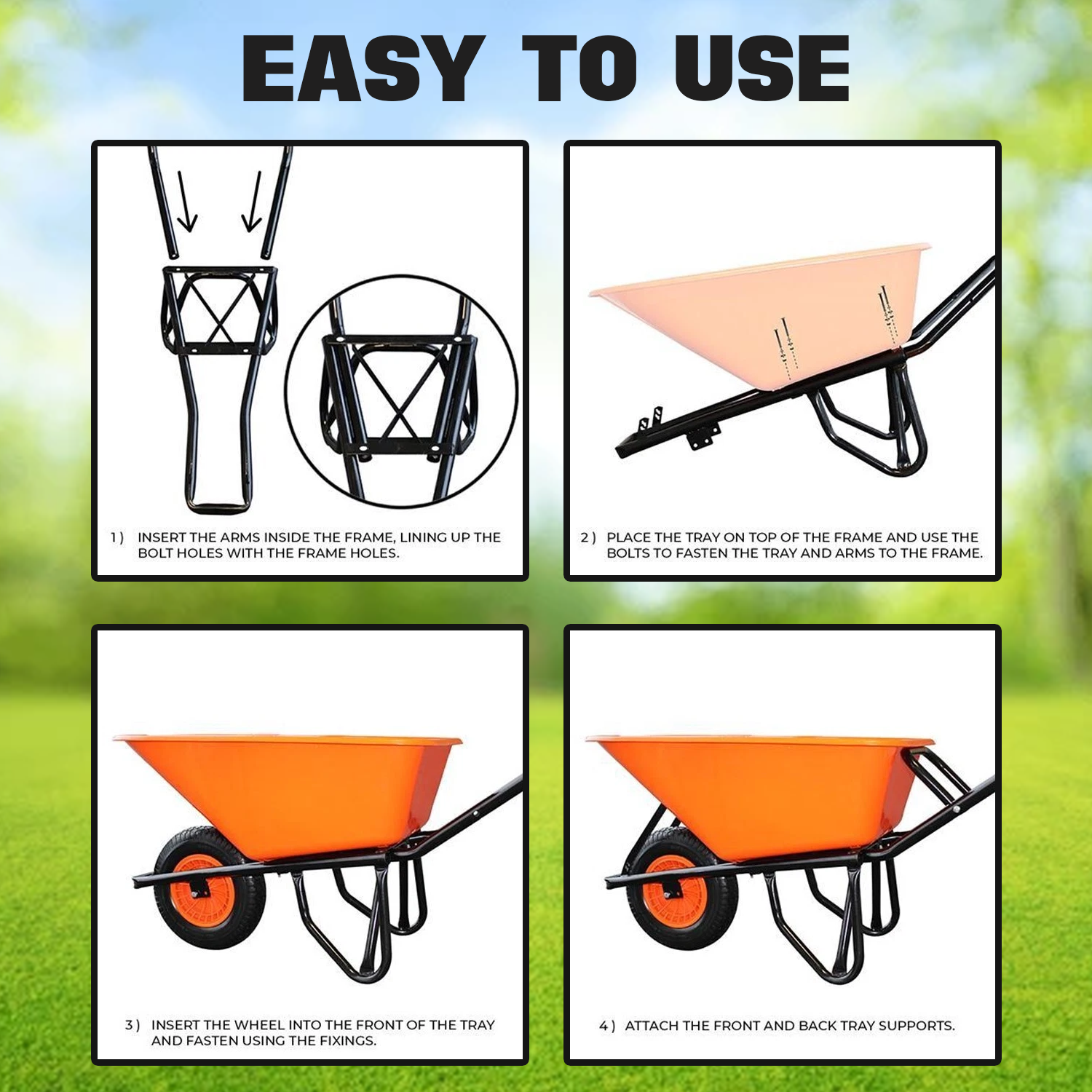 Heavy-duty wheel barrow trolley for gardening