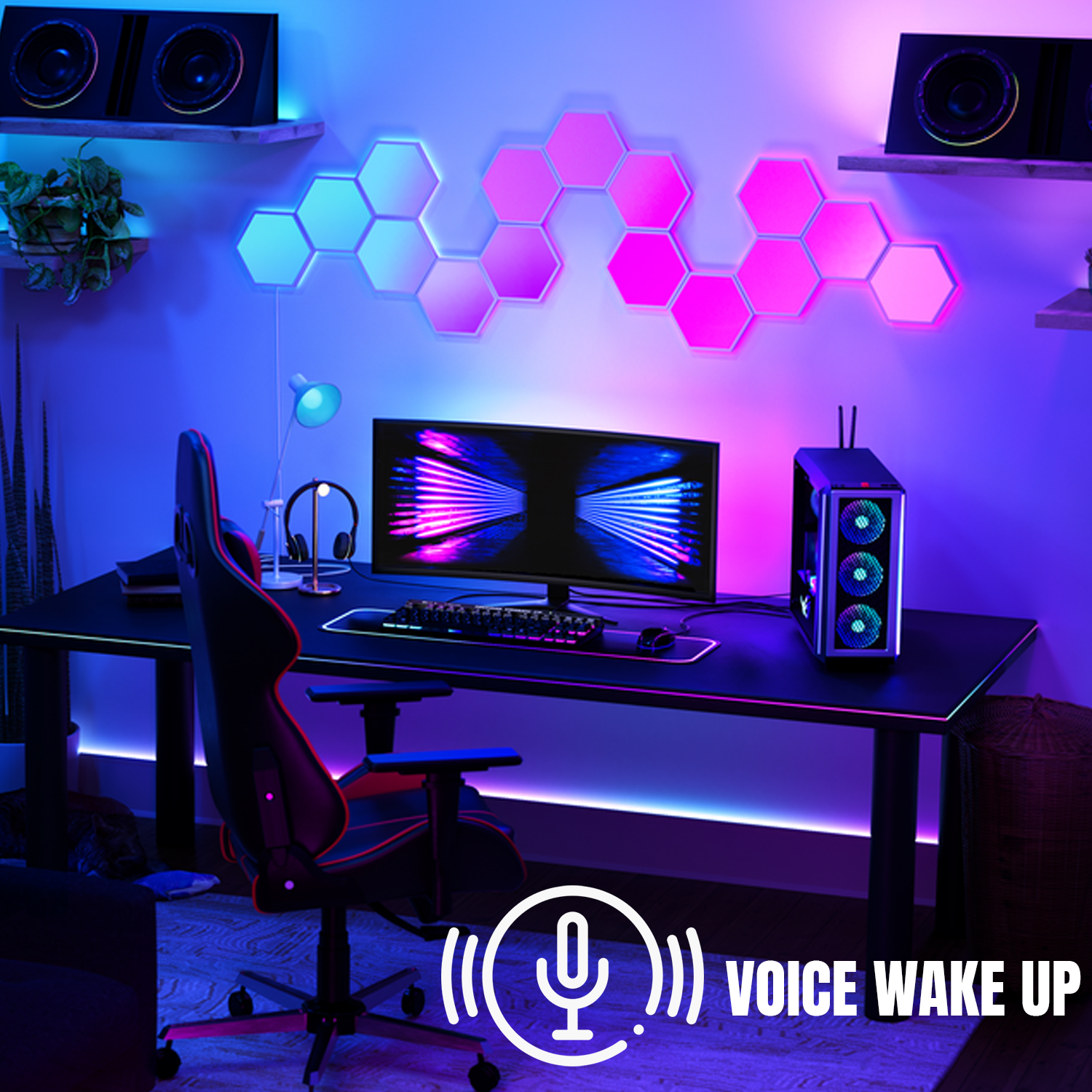 Hexagonal light panels for modern interiors