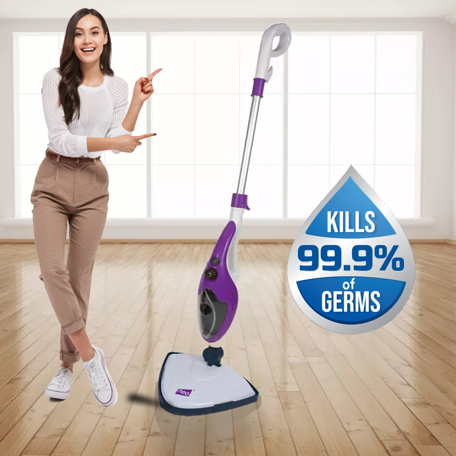 High-performance floor mop with steam sanitizing