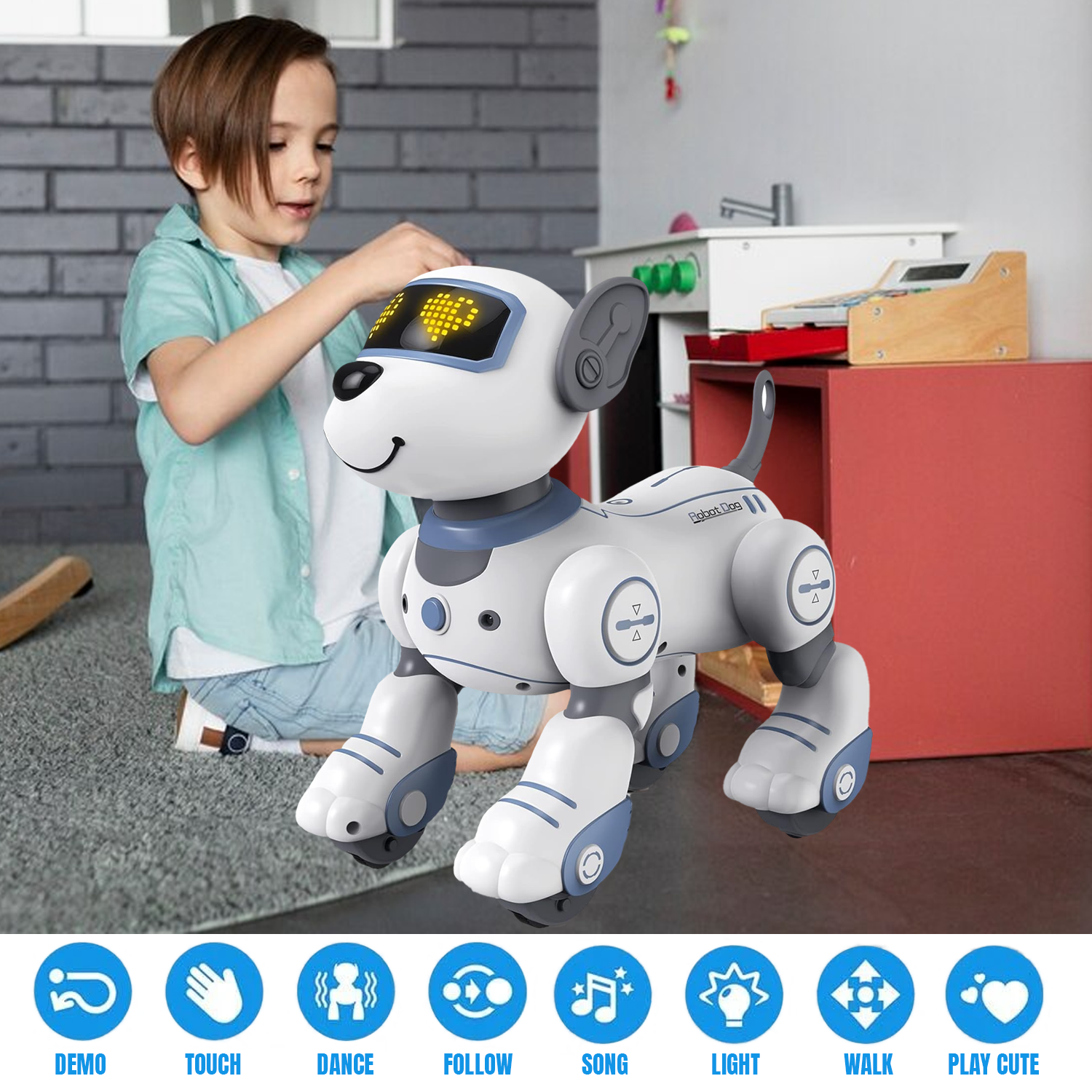Interactive robotic pet dog with remote